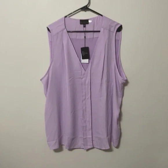 Bobeau Alison Pleat Front V-neck Top Size 3X - Picture 5 of 7